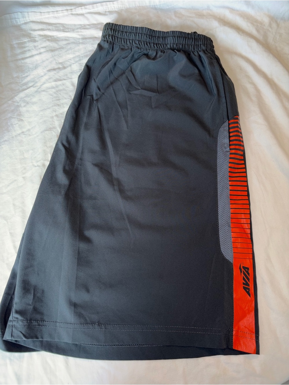 Avia Gray Athletic Shorts with Orange Logo Accent